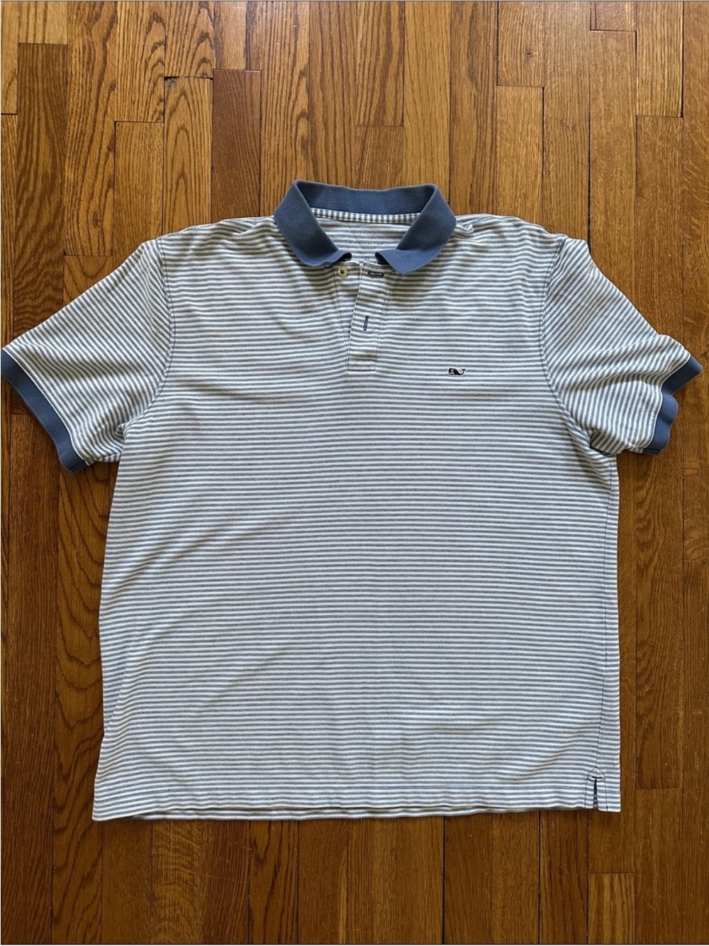 Vineyard Vines Men’s Blue and White Striped Polo Shirt Size XL